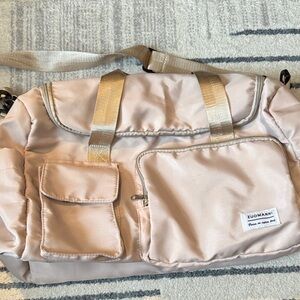 Over night Pink Nylon Shoulder Bag with Front Pockets